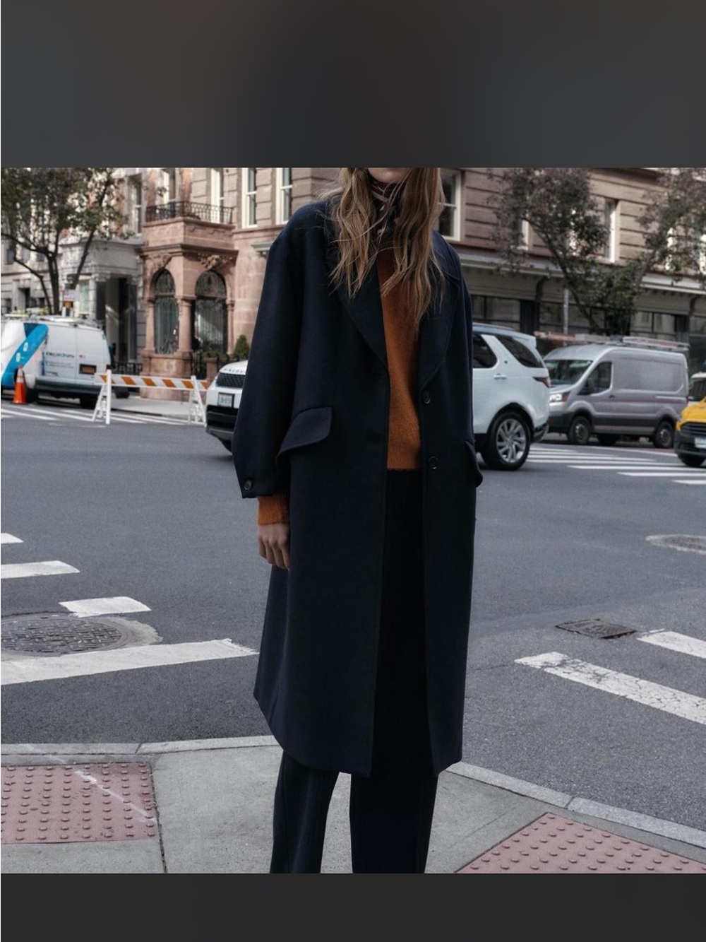 Zara Dark Navy Single-Breasted Wool-Blend Pea Coat